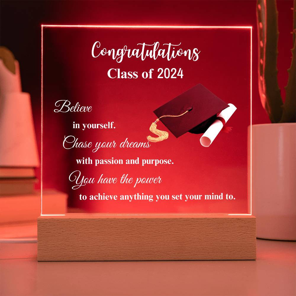 Congratulations Class of...Graduation Acrylic Square Plaque (WD)