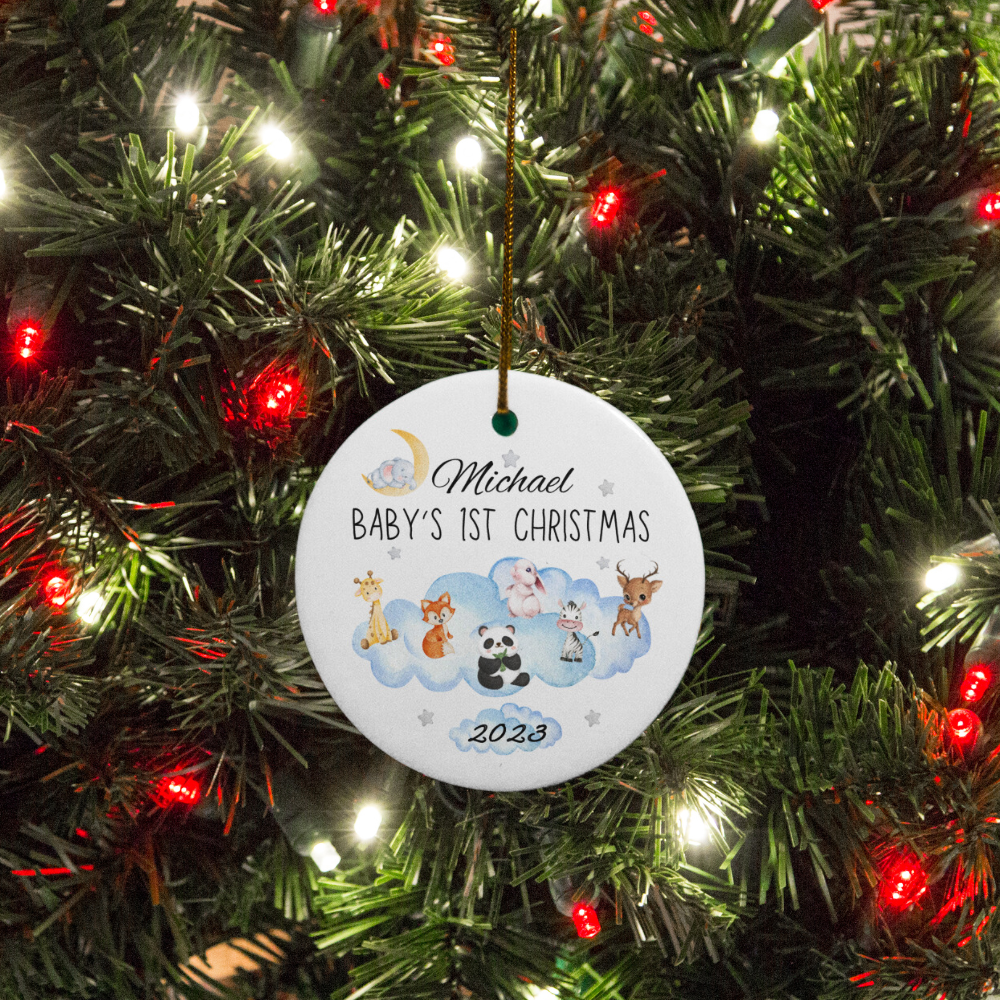 Personalized Baby's 1st Christmas 2023 Ornament - Cloud Design