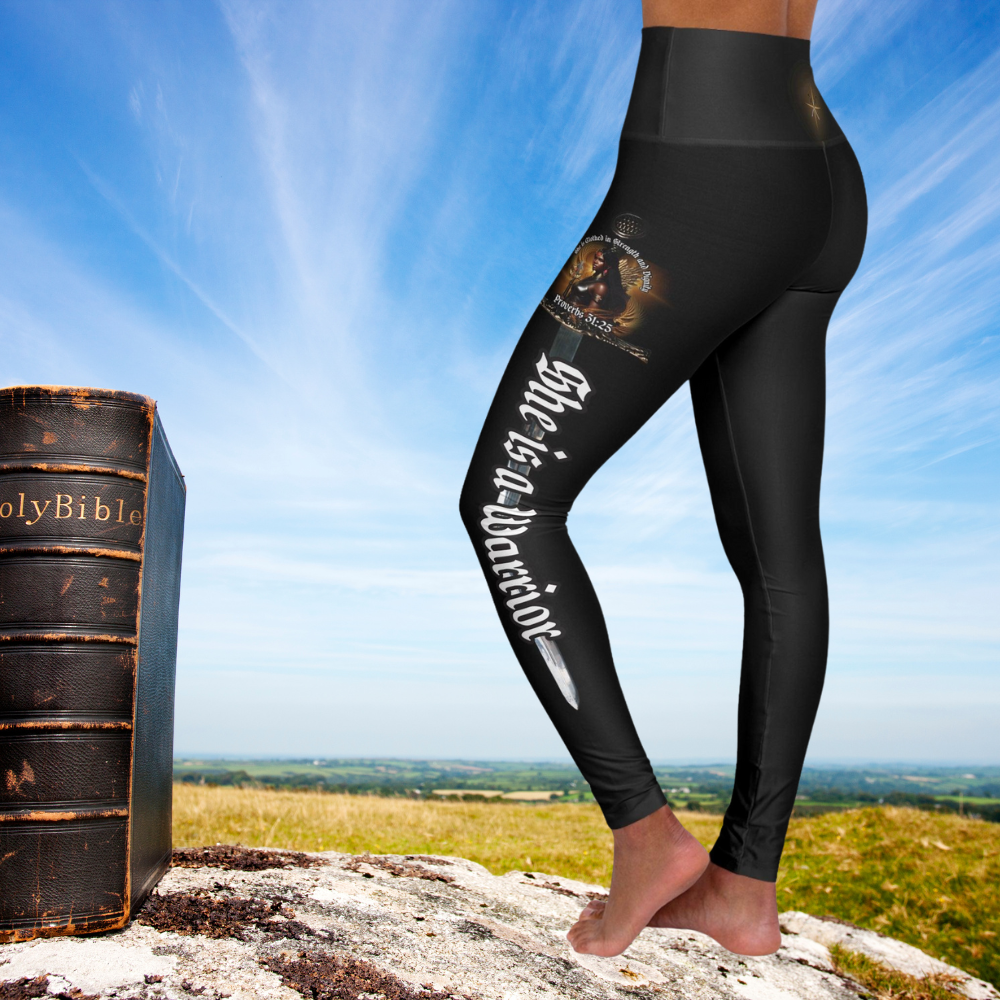 She is Clothed in Strength and Dignity High Waisted Yoga Leggings