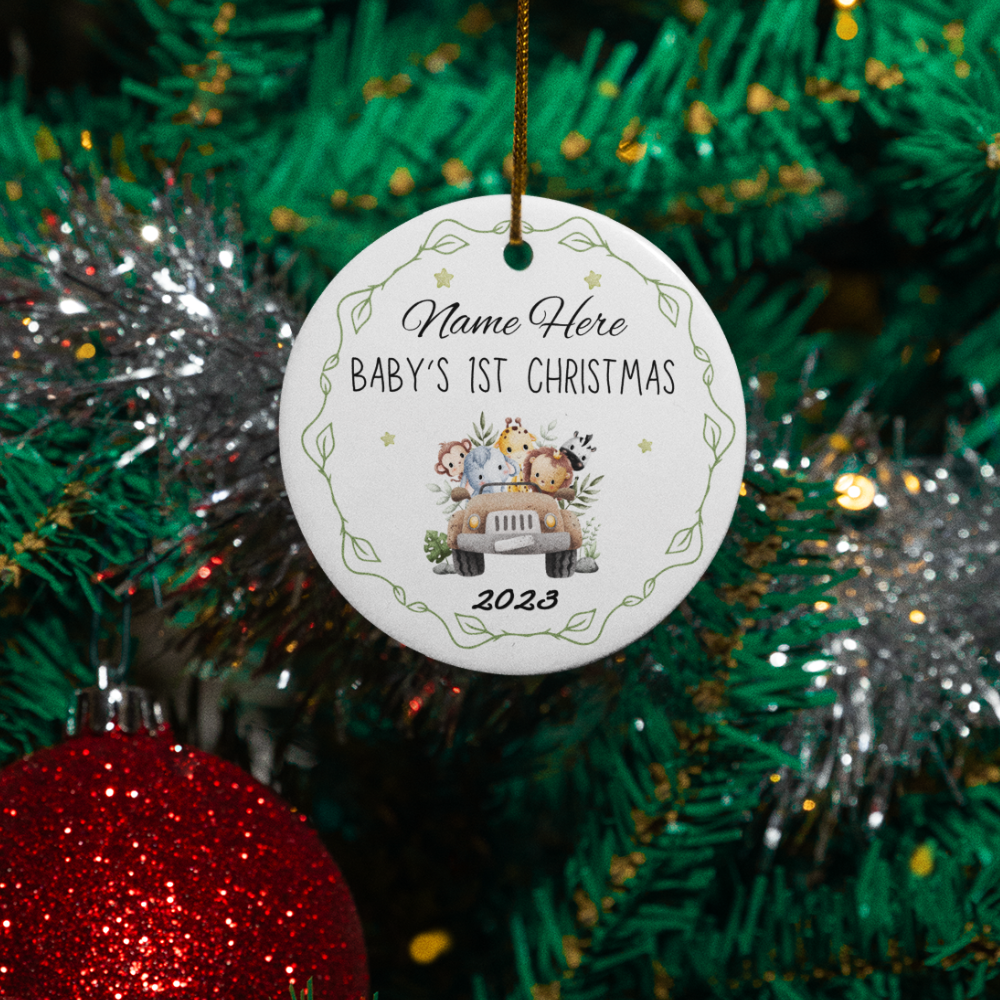 Personalized Baby's 1st Christmas 2023 Ornament - Car Design