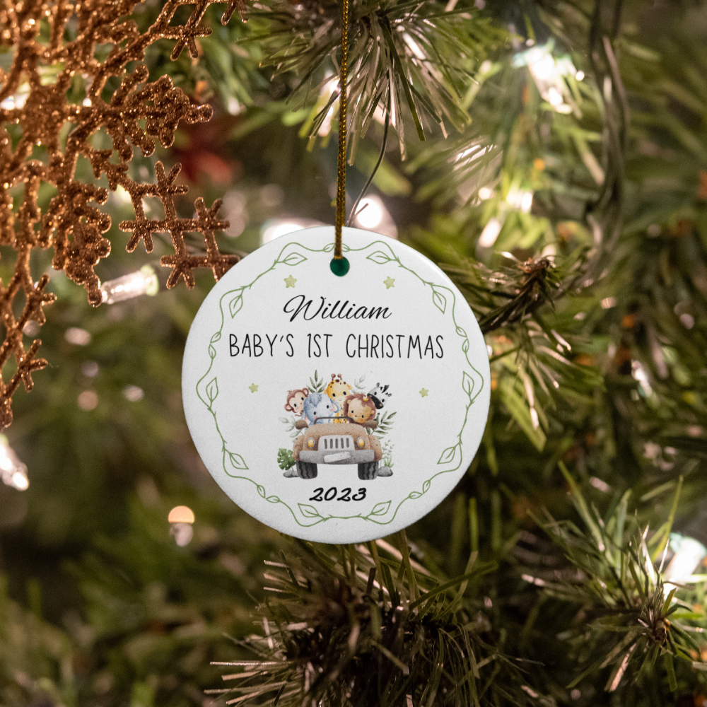 Personalized Baby's 1st Christmas 2023 Ornament - Car Design