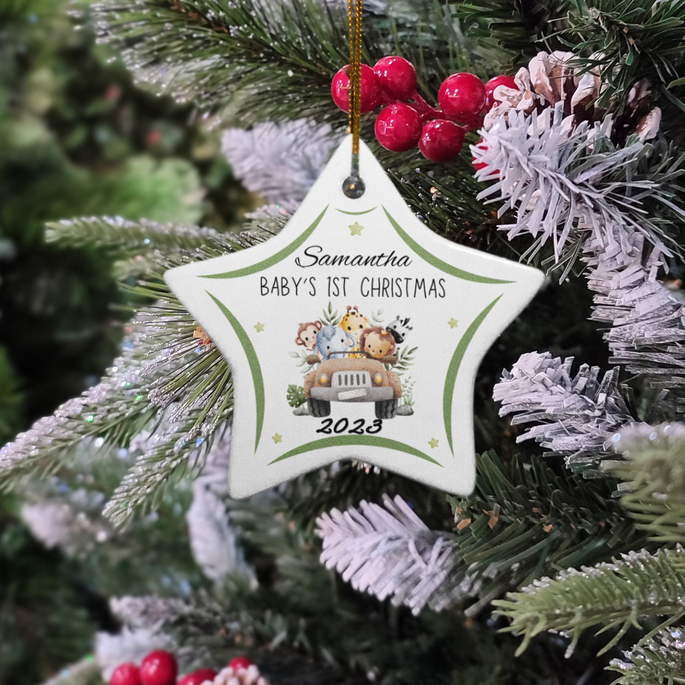 Personalized Baby's 1st Christmas 2023 Ornament - Car Design