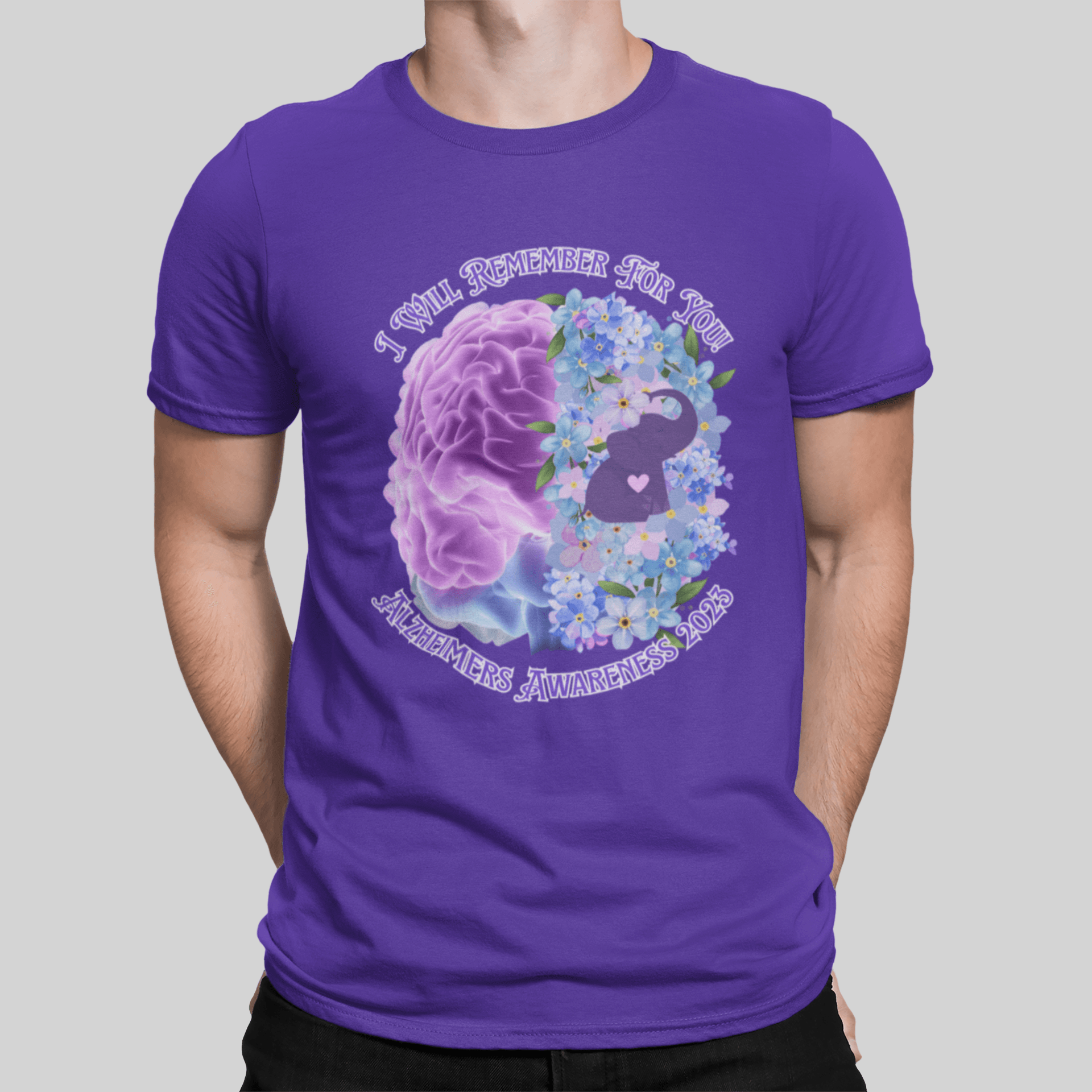 I Will Remember For You - Alzheimers Awareness Brain Design T-Shirt - ALL4THEGIFTOFIT