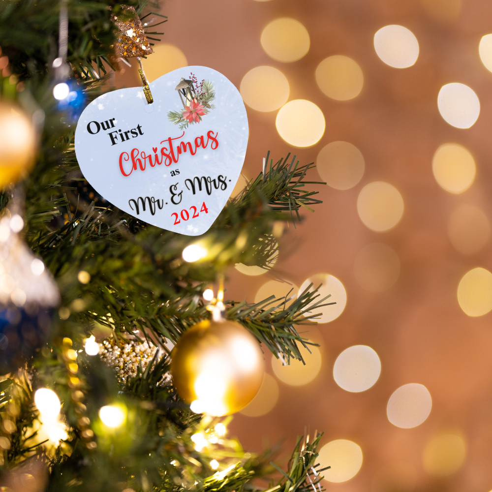 Our First Christmas as Mr. & Mrs. Year Heart Ornament