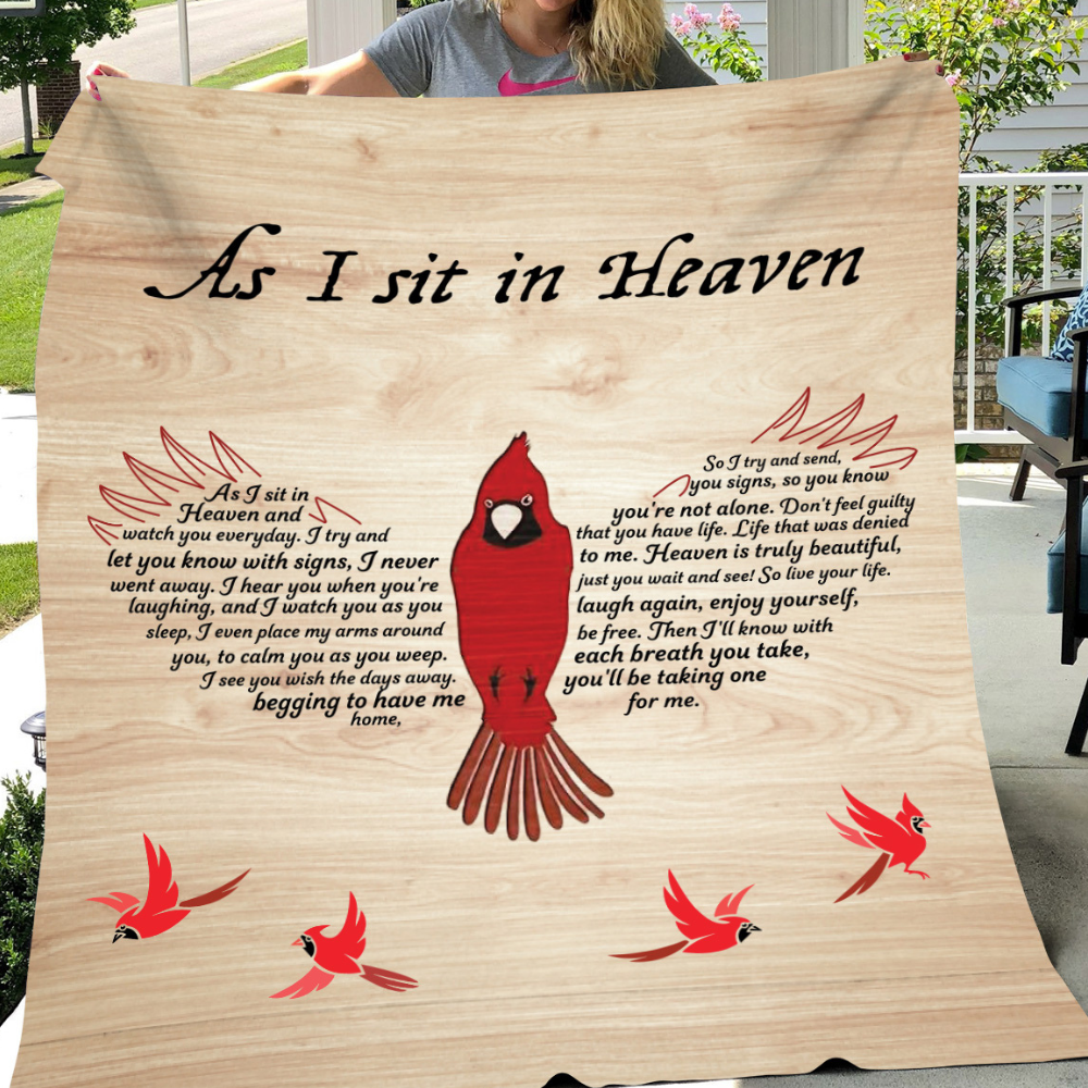 As I Sit In Heaven Cardinal Wings Memorial Blanket