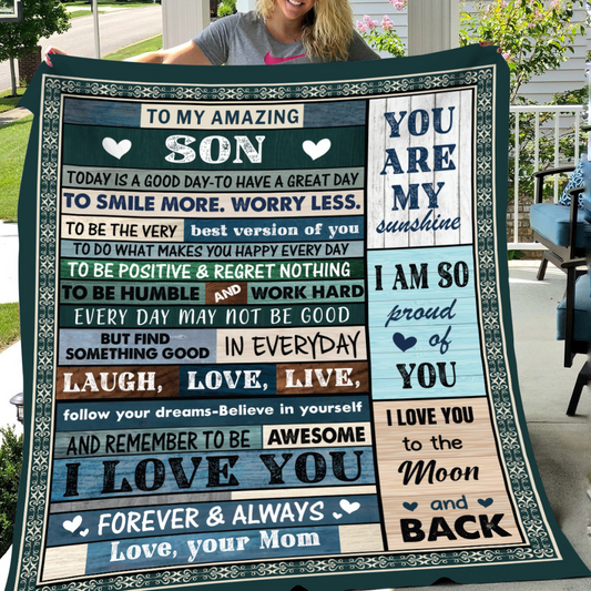 (TOP SELLER 🔥) To My Amazing Son Blanket | Love Mom