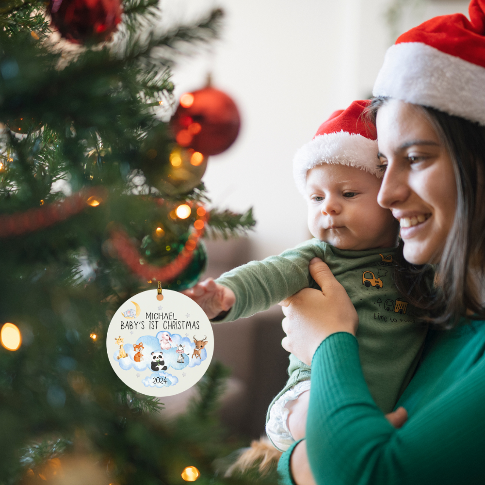 Personalized Baby's First Christmas Circle Ornament