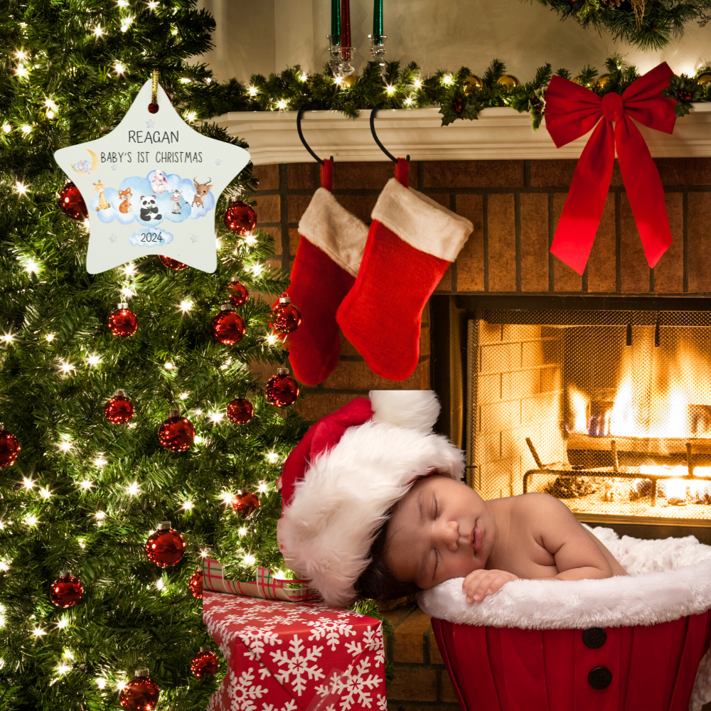 Personalized Baby's First Christmas (Cloud) Star Ornament