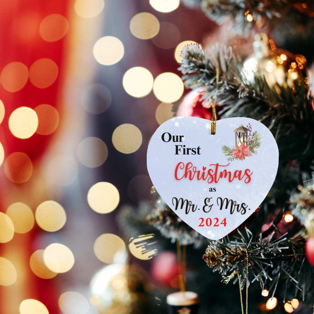 Our First Christmas as Mr. & Mrs. Year Heart Ornament