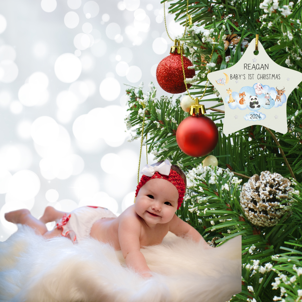 Personalized Baby's First Christmas (Cloud) Star Ornament