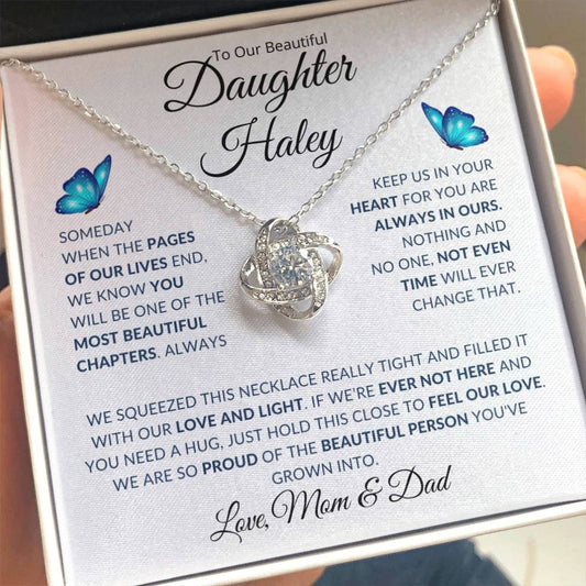 Personalized To Our Beautiful Daughter... | Love Knot Necklace