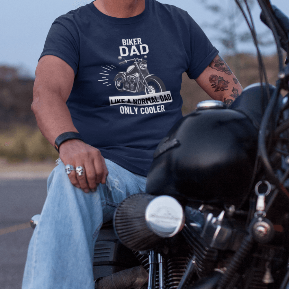 Biker Dad T-Shirt (White Letters) - ALL4THEGIFTOFIT