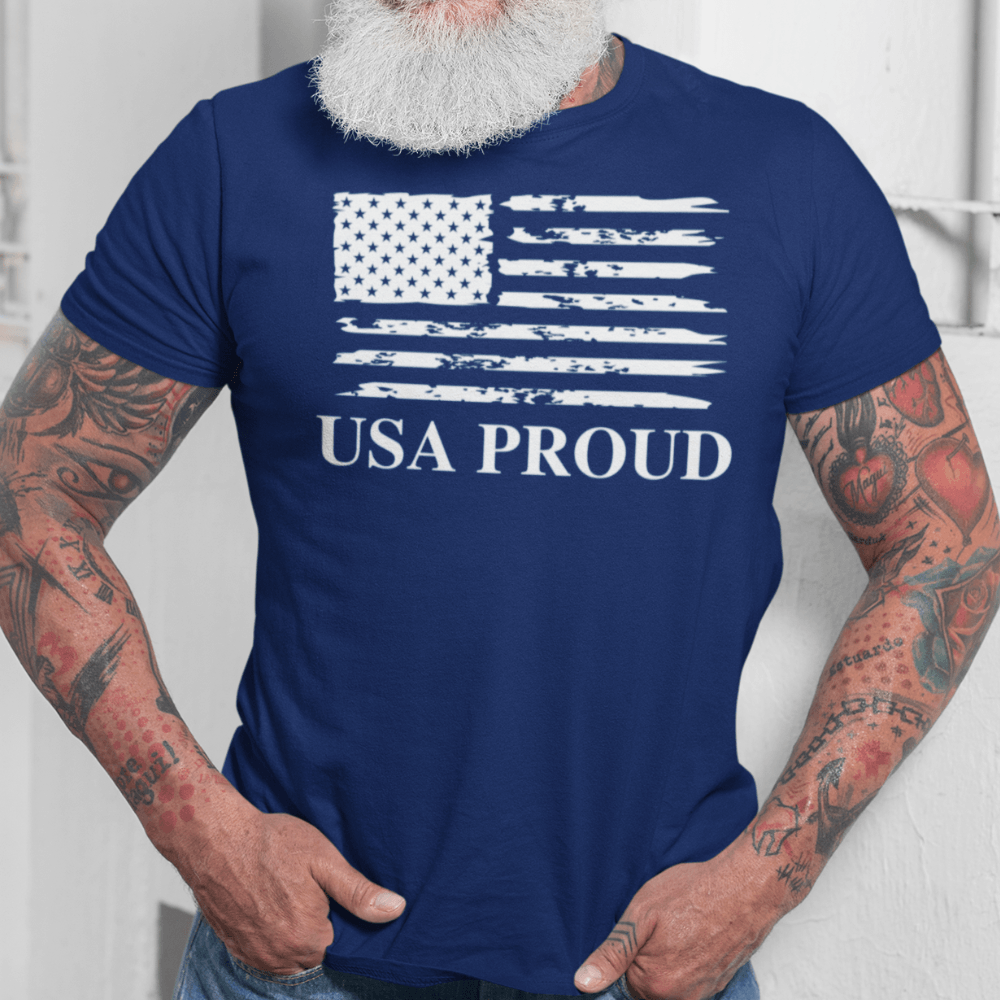 USA PROUD T-Shirt (White Design) - ALL4THEGIFTOFIT