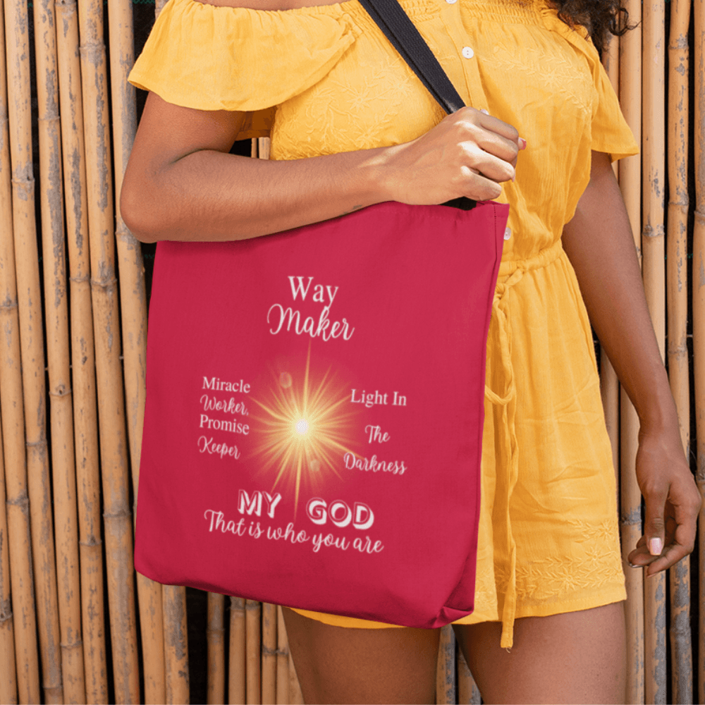 Way Maker... Red Tote Bag (AOP) - ALL4THEGIFTOFIT