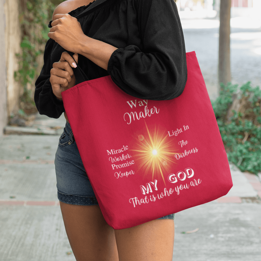 Way Maker... Red Tote Bag (AOP) - ALL4THEGIFTOFIT