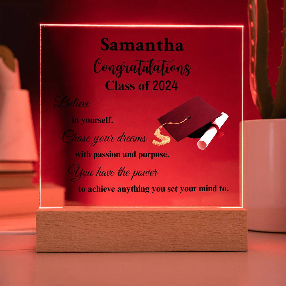 Personalized Congratulations Class of...Acrylic Square Graduation Plaque