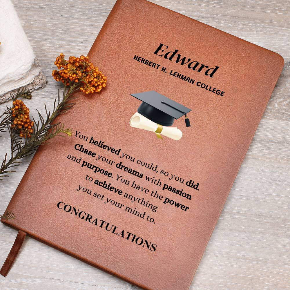 Personalized "You Believed" Graduation Graphic Leather Journal