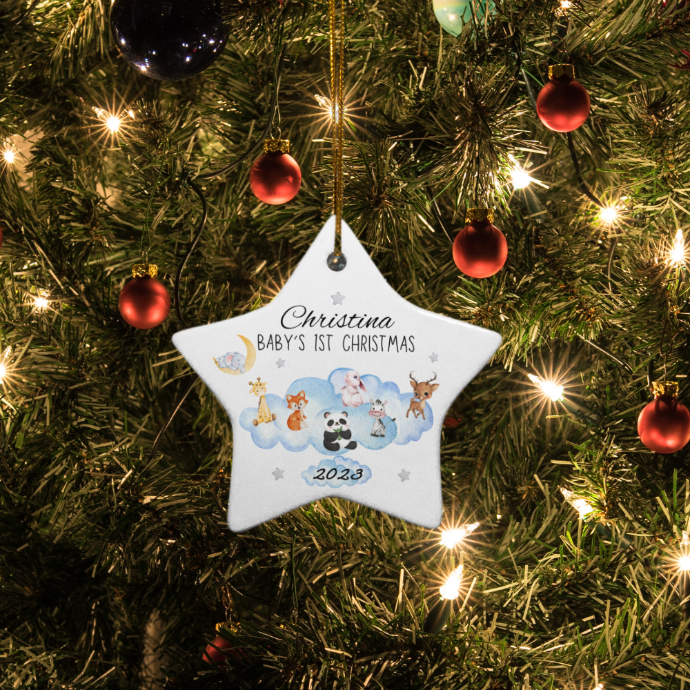 Personalized Baby's 1st Christmas 2023 Ornament - Cloud Design