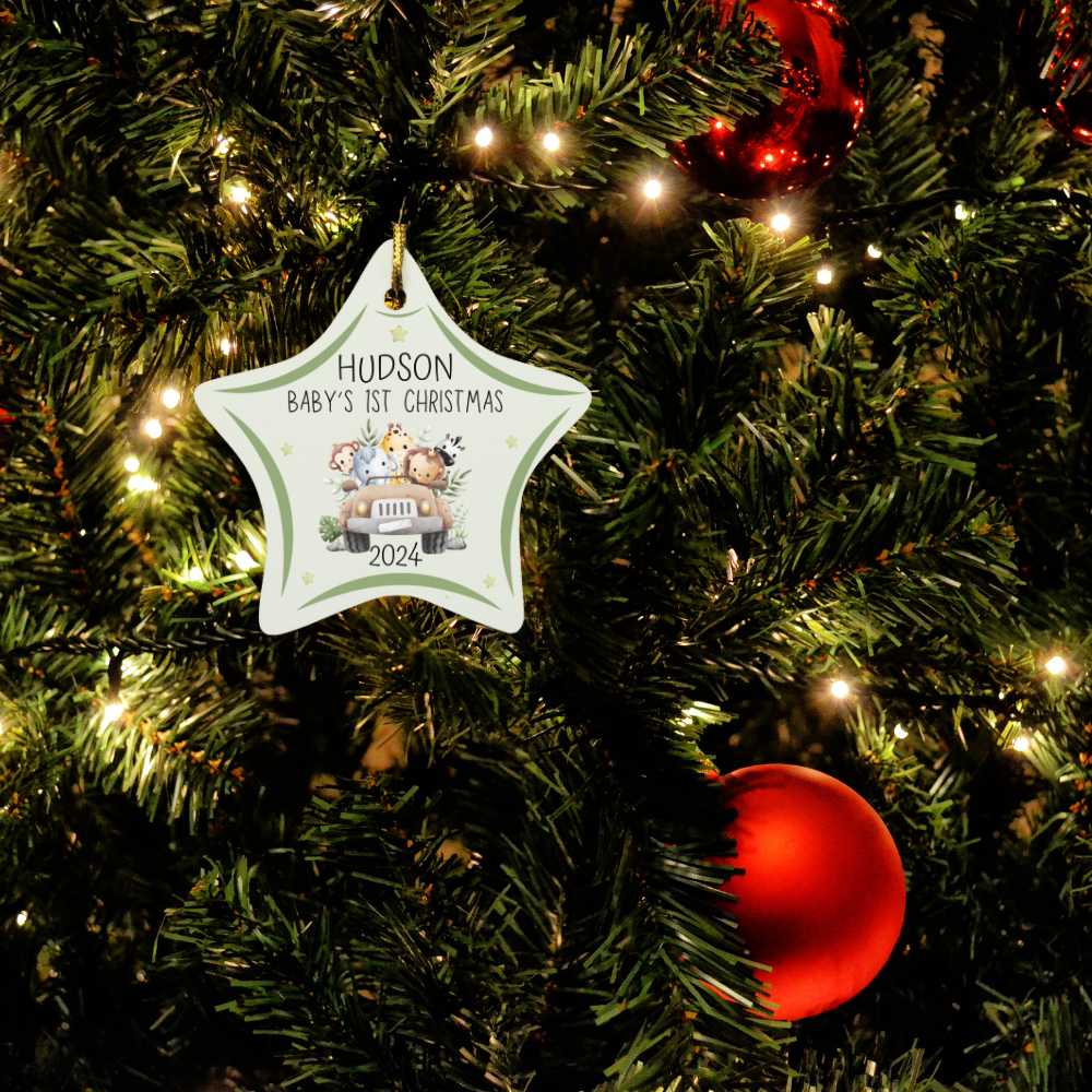 Personalized Baby's First Christmas (Truck) Star Ornament