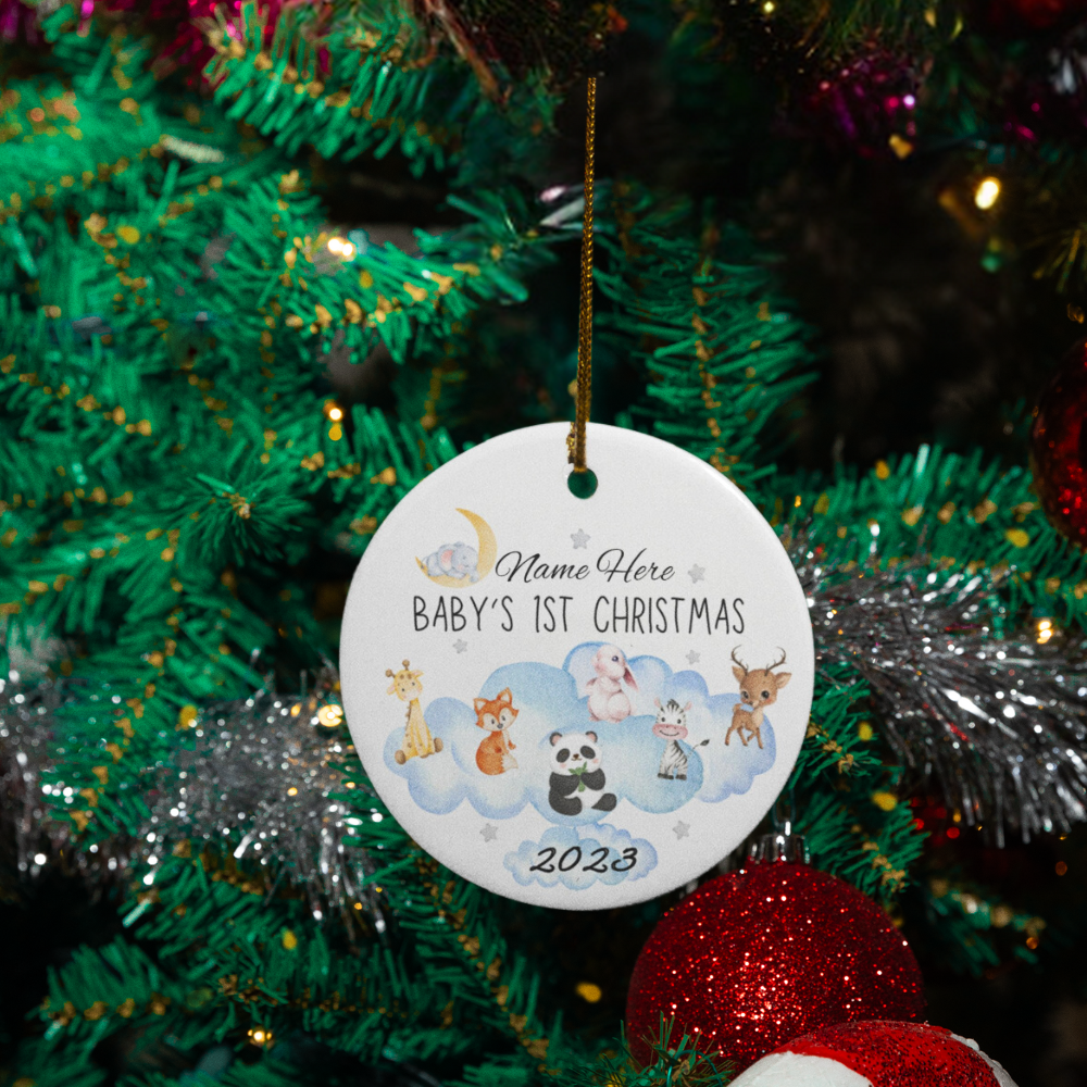 Personalized Baby's 1st Christmas 2023 Ornament - Cloud Design