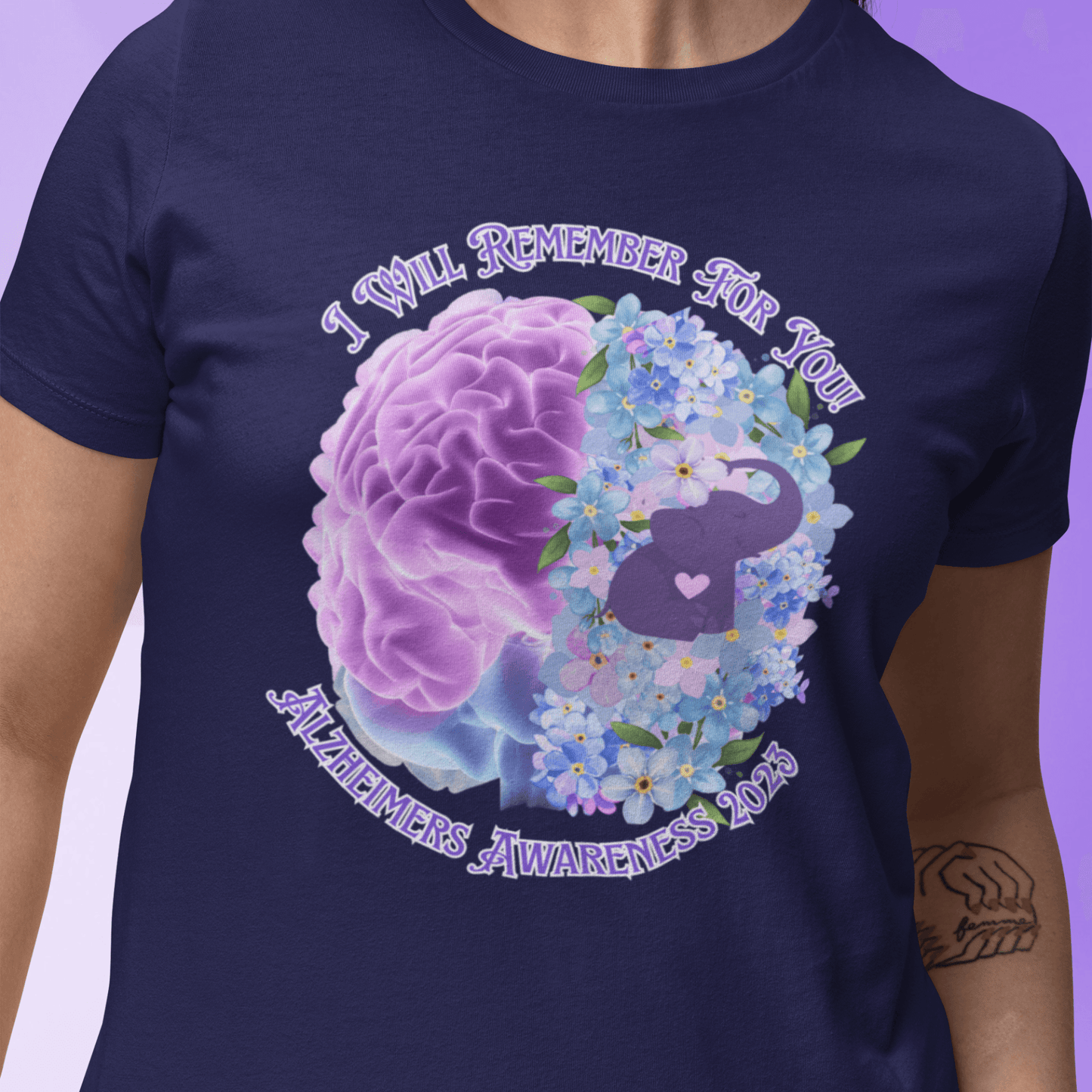 I Will Remember For You - Alzheimers Awareness Brain Design T-Shirt - ALL4THEGIFTOFIT