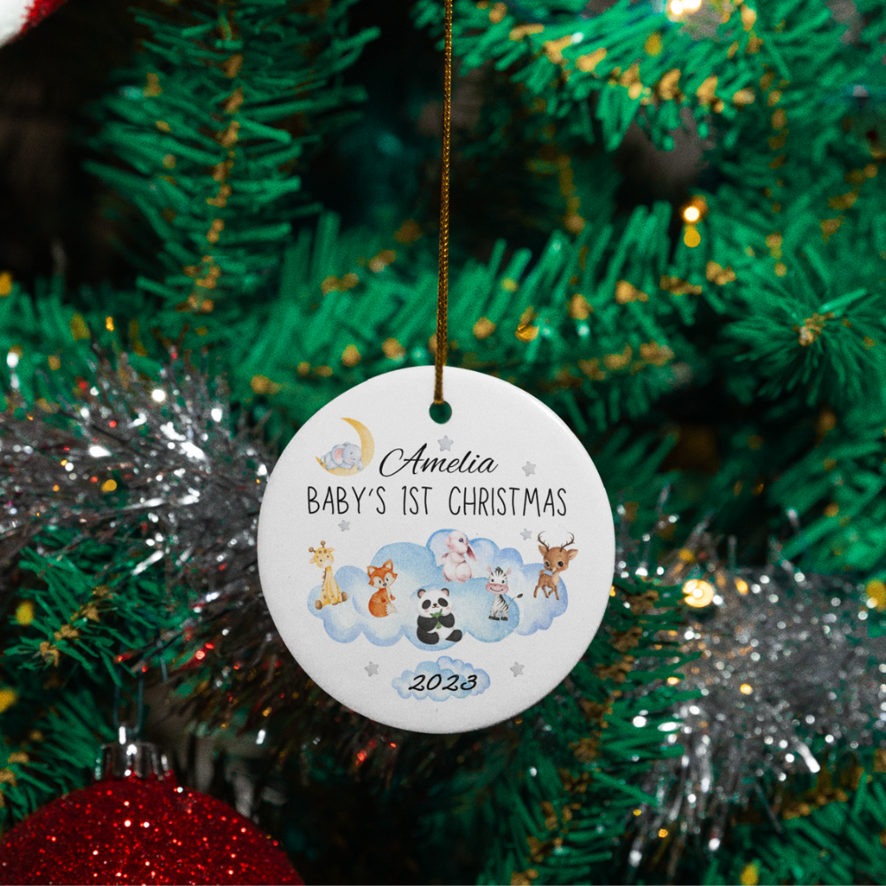 Personalized Baby's 1st Christmas 2023 Ornament - Cloud Design