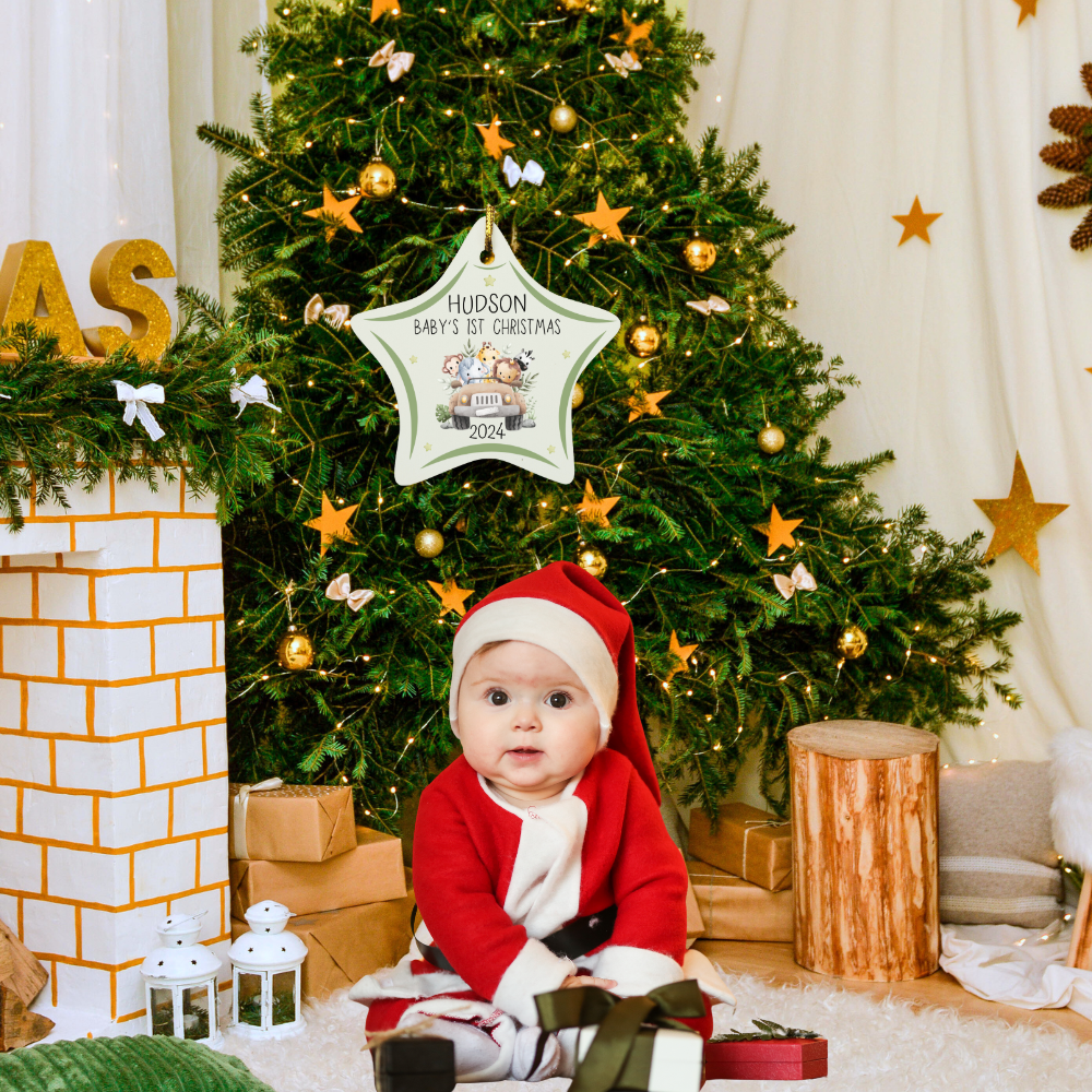 Personalized Baby's First Christmas (Truck) Star Ornament