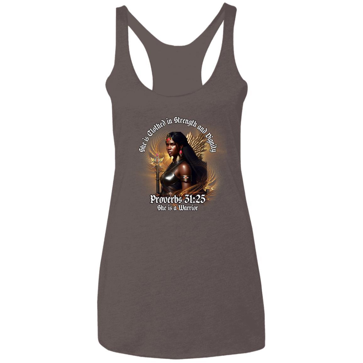 She is Clothed in Strength and Dignity Ladies' Triblend Racerback Tank - ALL4THEGIFTOFIT