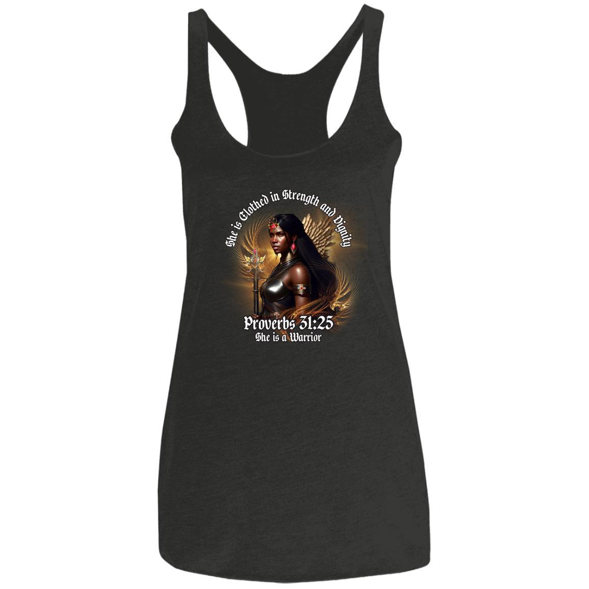 She is Clothed in Strength and Dignity Ladies' Triblend Racerback Tank - ALL4THEGIFTOFIT