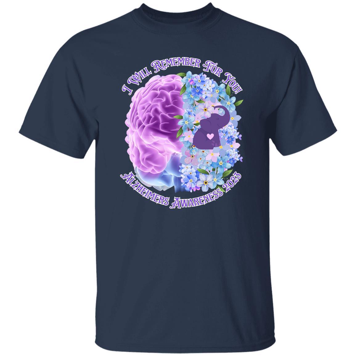 I Will Remember For You - Alzheimers Awareness Brain Design T-Shirt - ALL4THEGIFTOFIT