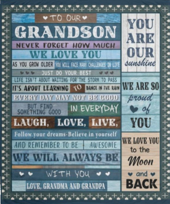 To Our Grandson Blanket | Love Grandma & Grandpa