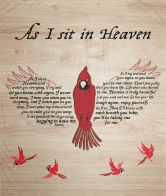 As I Sit In Heaven Cardinal Wings Memorial Blanket