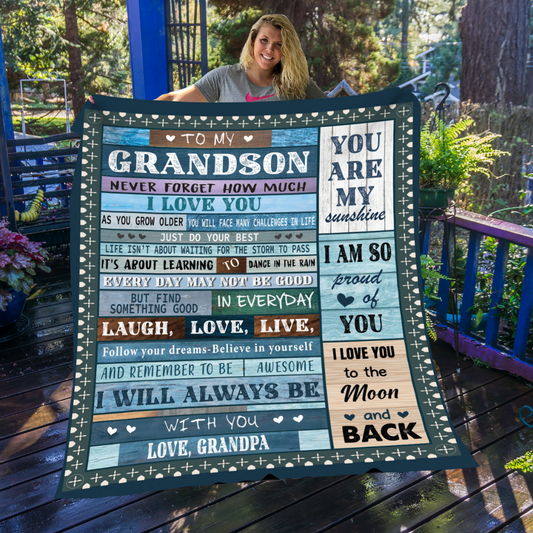 To My Grandson Blanket | Love Grandpa