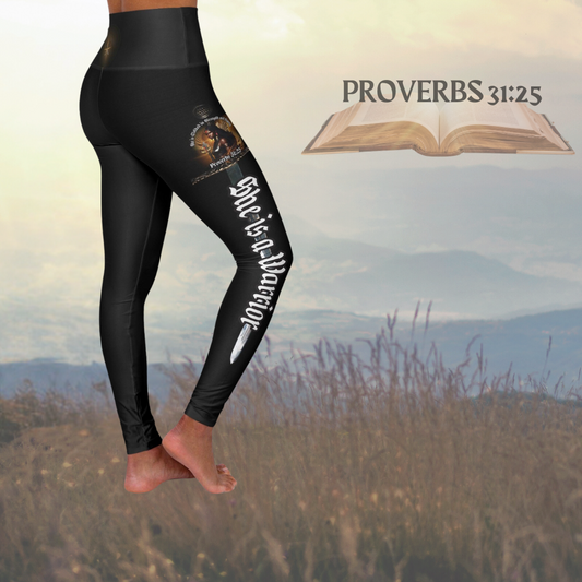 She is Clothed in Strength and Dignity High Waisted Yoga Leggings