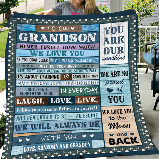 To Our Grandson Blanket | Love Grandma & Grandpa