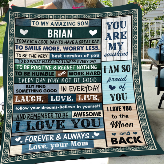 (TOP SELLER 🔥)Personalized Son Blanket | Love, Mom