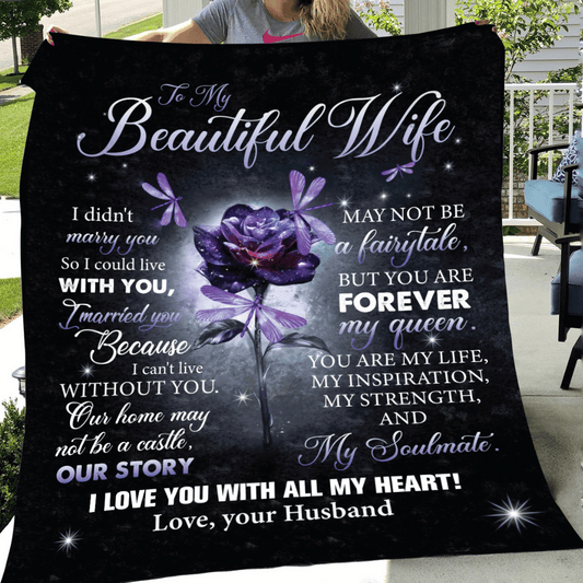 (TOP SELLER 🔥) To My Beautiful Wife Blanket | Love You With All My Heart | Gift for Soulmate