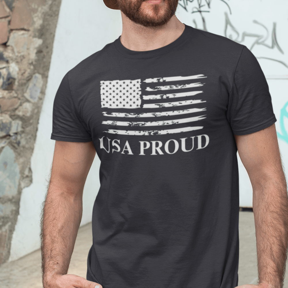 USA PROUD T-Shirt (White Design) - ALL4THEGIFTOFIT