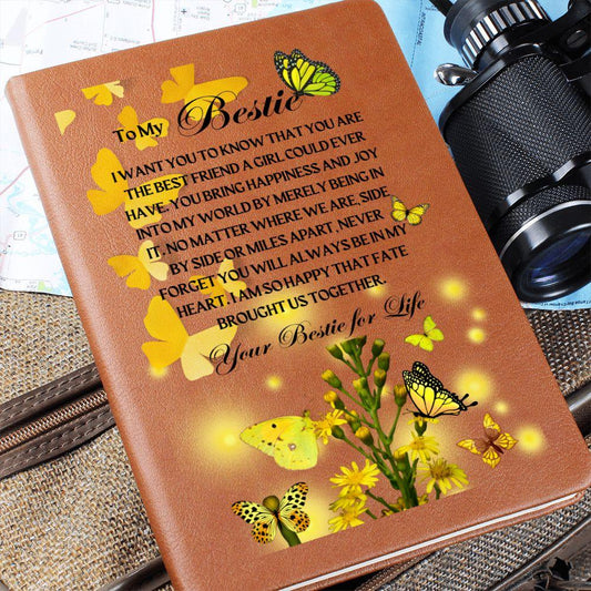 To My Bestie | Always in My Heart | Graphic Leather Journal - ALL4THEGIFTOFIT