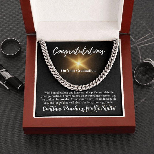 Congratulations | Continue Reaching for the Stars | Cuban Link Chain - ALL4THEGIFTOFIT