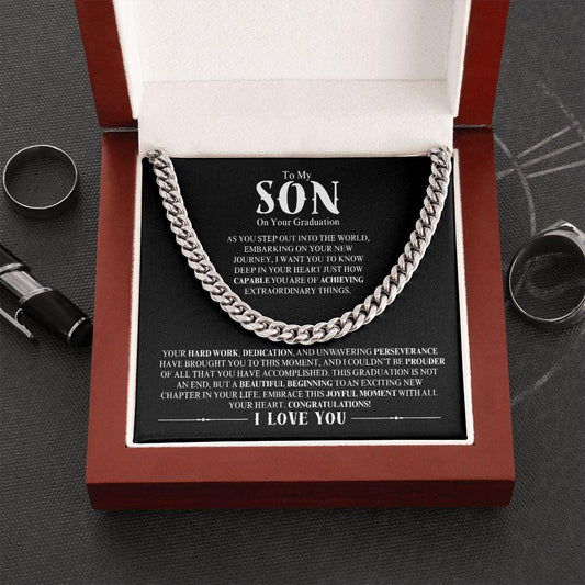 To My Son - On Your Graduation | A Beautiful Beginning To Your Next Chapter | Cuban Link Chain - ALL4THEGIFTOFIT