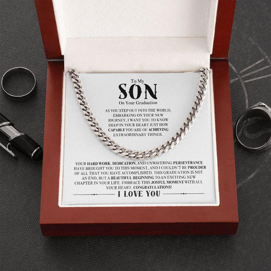 To My Son - On Your Graduation | A Beautiful Beginning To Your Next Chapter | Cuban Link Chain - ALL4THEGIFTOFIT