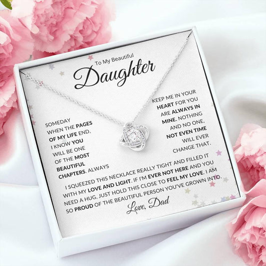 To My Beautiful Daughter | Forever in my Heart | Love Dad | Love Knot Necklace - ALL4THEGIFTOFIT