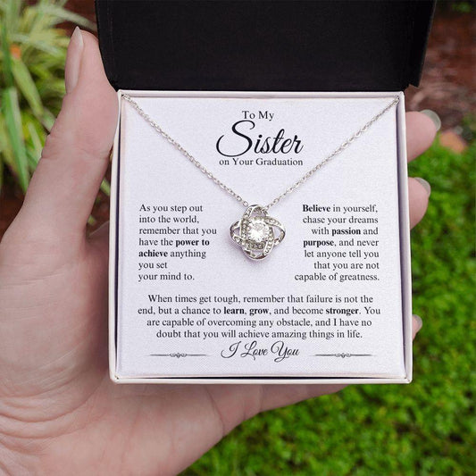 To My Sister On Your Graduation | Chase Your Dreams | Love Knot Necklace - ALL4THEGIFTOFIT