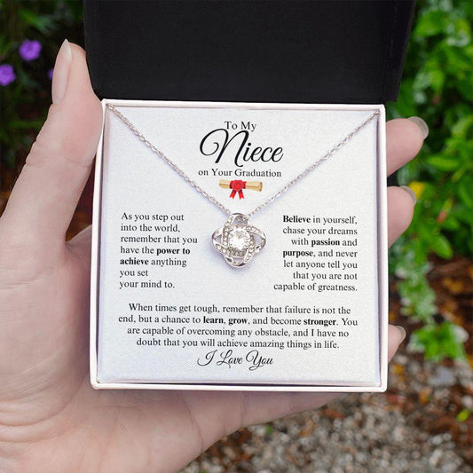 To My Niece on Your Graduation | Believe In Yourself | Love Knot Necklace - ALL4THEGIFTOFIT