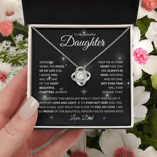 To My Beautiful Daughter | The Most Beautiful Chapter | Love Dad | Love Knot Necklace - ALL4THEGIFTOFIT