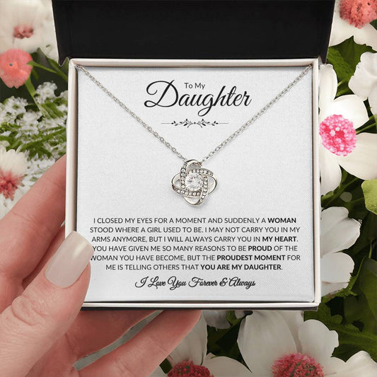 To My Daughter | I Closed My Eyes | Love Knot Necklace