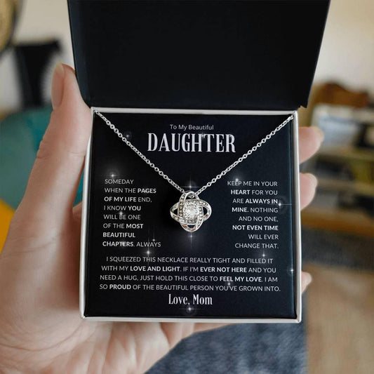 To My Beautiful Daughter | I am so Proud of You | Love Mom | Love Knot Necklace - ALL4THEGIFTOFIT