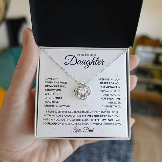 To My Beautiful Daughter | The Most Beautiful Chapter | Love Dad | Love Knot Necklace - ALL4THEGIFTOFIT