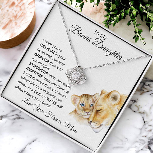 To My Bonus Daughter | Love You Forever | Love Knot Necklace